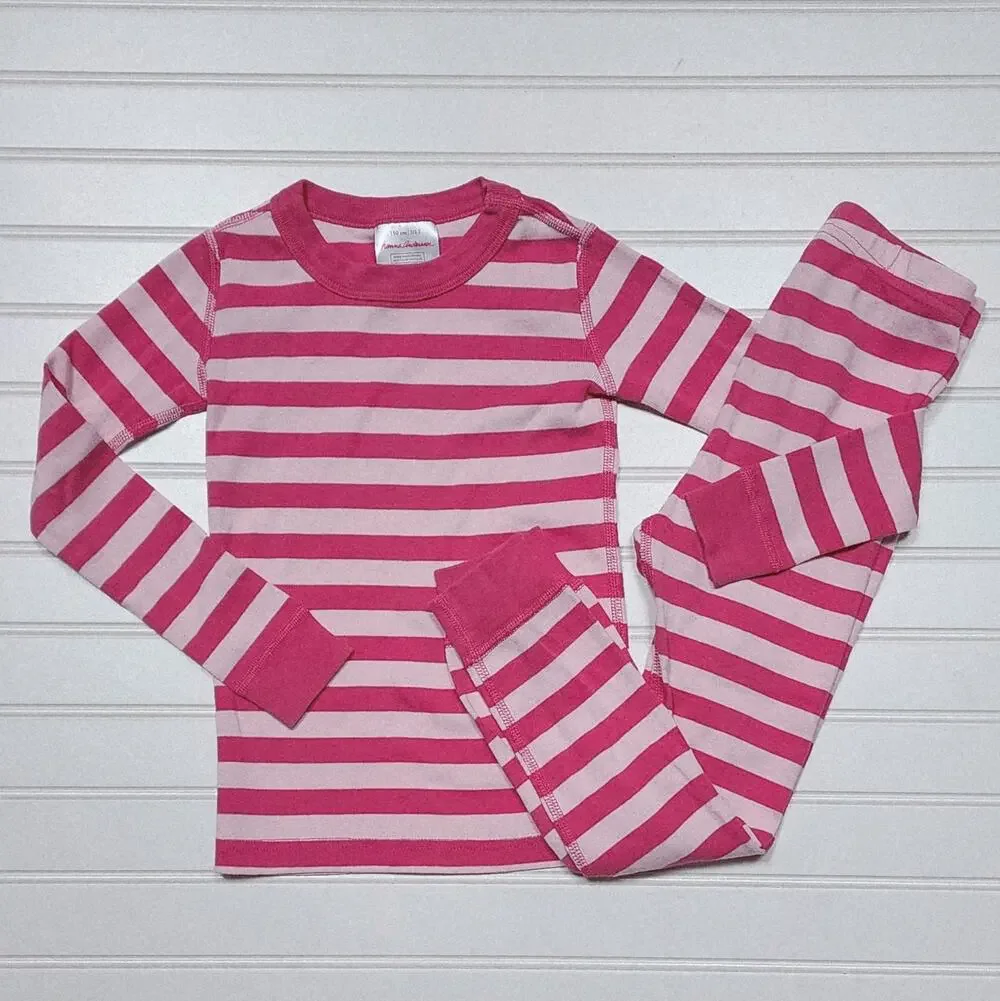 Hanna Andersson Kids Pink Stripe Pajama Set Size 5